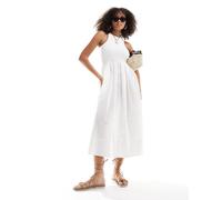 Y.A.S - Vestito lungo ibrido in jersey e cotone bianco con scollo a vogatore L