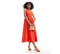 Y.A.S - Vestito lungo ibrido in jersey e cotone rosso con scollo a vogatore L