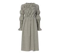 YAS - Vestito midi a maniche lunghe arricciato beige a quadri-Neutro XS