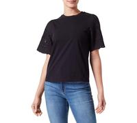 Y.A.S Yaslex SS Top W. EMB Sleeves S. Noos Camicia a Maniche Corte, Nero, XL Donna