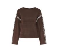 YAS Pullover 'YASSTITCHA' écru / marrone Donna YAS XXL