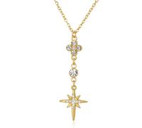 Y-Drop - Collana con ciondolo a forma di stella del nord a 8 punte in | Design vintage celeste ispirato alle stelle notturne che cadono. La stella polare a 8 punte simboleggia guida e protezione.