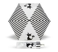 Y-DRY Romeo Ombrello Corto Apri e Chiudi, Antivento con Fusto Slim, Compatto e Resistente, Diametro 100 cm, Chiuso 26 cm, Leggero 250 g, Con Ciondolo Portachiavi Incluso (White/Black)