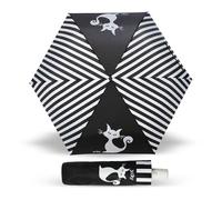 Y-DRY Romeo Ombrello Corto Apri e Chiudi, Antivento con Fusto Slim, Compatto e Resistente, Diametro 100 cm, Chiuso 26 cm, Leggero 250 g, Con Ciondolo Portachiavi Incluso (Black/White)