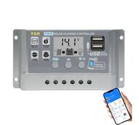 Y&H Regolatore di carica solare 30A PWM 12V 24V pannello solare,regolatore di carica con display LCD,comunicazione app,doppia USB,batteria 0V tensione di carica regolabile,per Batterie al piombo/litio