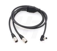 Y Splitter Cavo di alimentazione angolato DC a 2 x Hirose 4 pin per dispositivi audio registratore Zaxcom QRX100 ricevitore 1,0 m (dc-2x4pin)