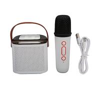 Y1 Mini Home Karaoke Machine con luci RGB 1 microfono wireless con altoparlante bluetooth portatile a batteria integrata per feste che cantano divertimento (Bianco)