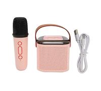 Y1 Mini Home Karaoke Machine con luci RGB 1 microfono wireless con altoparlante bluetooth portatile a batteria integrata per feste che cantano divertimento (Rosa)