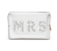 Y1tvei MRS - Trousse per cosmetici con strass e scritta in inglese "Sparkle Bride", colore bianco, impermeabile, regalo personalizzato per addio al nubilato, matrimonio, damigella d'onore, Strass