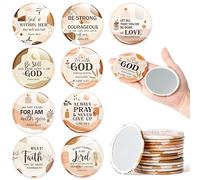 Y1tvei Specchietti compatti con versi della Bibbia, mini specchi compatti | 36Pcs Boho Christian Inspirational Piccolo Portatile Tasca Rotonda Specchio Trucco per Borsa Chiesa Bomboniere per le Donne