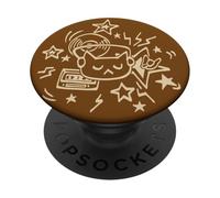 Y2K 90s 80s Retro DJ Cat Cat Tomcat con cuffia auricolare PopSockets PopGrip Adesivo