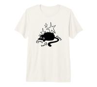 Y2K 90s Lazy Chubby Cat Tomcat di Fish Bones Stargazing Maglietta Premium