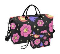 Y2k 90s modello multicolore grande borsa a tracolla weekend tote sport palestra borsa con articoli da toeletta per lo sport pieghevole, Modello Y2k anni '90 multicolore, 1 size