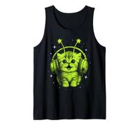 Y2K Alien Cat Meme Retro Space Kitty Cosmic Stars Estetica Canotta