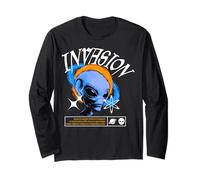 Y2K Alien Invasion - Bold Urban Graffiti Estetica Maglia a Manica