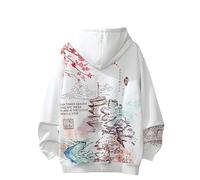 Y2K Anime Felpe con cappuccio estetica Sakura grafica felpa giapponese Harajuku oversize zip up top con cappuccio Alt Emo vestiti, Bianco-no Pile, Medium