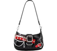 Y2k Bag, Vintage Bag, Y2k, Borsa da donna, borsa per ragazze, borse estetiche, Purse 2000s, borsa a tracolla da donna, stile punk, per la vita quotidiana, regali, Nero e Rosso Pelle PU