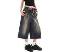 Y2k Baggy Jean Shorts Jorts Y2k Hip Hop Shorts Skater Jeans Grunge Jorts Estetica Pantaloni, Blu vintage., M