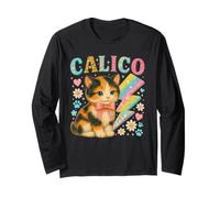 Y2K Calico Cat Design con fulmini e Fiori Maglia a Manica
