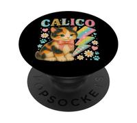 Y2K Calico Cat Design con fulmini e fiori PopSockets PopGrip Adesivo