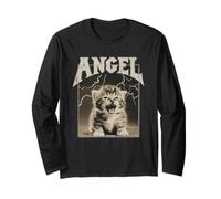 Y2K Cat Cute Silly Angel 90s 2000s Grunge Vintage Graphic Maglia a Manica