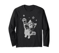 Y2K Cat Jumping Stars Silly 90s 2000s Grunge Vintage Graphic Maglia a Manica