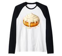 Y2K Cinnamon Roll Kawaii Sweet Snack Estetico Pastello Maglia con Maniche Raglan