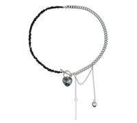 Y2K Collana con perline a forma di cuore, da donna, stile boho, con cristalli, con ghiaia e ghiaia, alla moda, gioiello regalo squisito