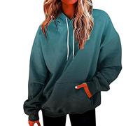 Y2K Felpa con cappuccio da donna, con cappuccio, patchwork, a maniche lunghe, invernale, casual, sportiva, con cappuccio, felpa leggera, Blu, XL