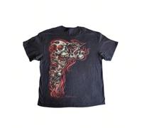 Y2K Gothic Punk Flaming Skulls Biker Grunge Affliction Black Graphic T-Shirt, Skulls Shirt, Unisex T-Shirt, Gift For Men KOMFORT UND SICHERHEIT - Dieses Kinder-T-Shirt aus 100% Baumwolle bietet optima