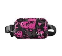 Y2K, grazioso marsupio a tracolla con motivo a cuori e graffiti, per uomini e donne, mini borsa a tracolla con tracolla regolabile, per viaggi, corsa, escursionismo