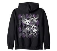 Y2k Grunge Skull Wings Star Purple 2000s Emo Harajuku Goth Felpa con Cappuccio