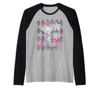 Y2k Grunge with Skull Wings Star Hot Pink 2000s Emo Teen Maglia con Maniche Raglan