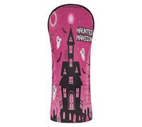 Y2k Halloween Haunted House Rosa Nero Golf Cover Set Copritesta con Numero Etichette per Carrello da Golf in Legno