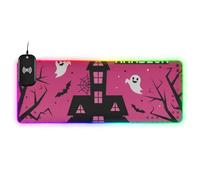 Y2k Halloween Hnted House Pink Black Wirel ricarica incandescente grande tappetino per mouse sottile per scrivania 89,9 x 39,9 cm tappetino per mouse