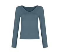 Y2K - Maglietta da donna sexy a maniche lunghe con scollo a V, tunica chic ed elegante, aderente, aderente, tinta unita, camicetta basic, pullover scontratto, top fashion streetwear per party clubwear
