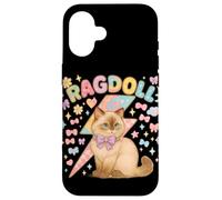 Y2K Ragdoll Cat con fulmini e fiocchi pastello Custodia per iPhone 16