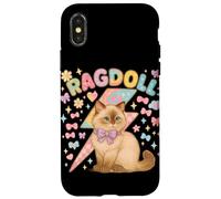 Y2K Ragdoll Cat con fulmini e fiocchi pastello Custodia per iPhone X/XS