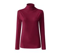 Y2K Slim Fit Maglietta intima da donna casual tinta unita a maniche lunghe dolcevita maglione top traspirante per uscire, Rosso, 5XL