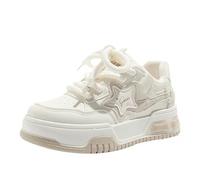 Y2K Star - Scarpe da ginnastica invernali con plateau, per donne e ragazze, foderate in pile felpato, graziose scarpe da, bianco sporco, 35.5 EU