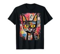Y2K Streetwear Hip Hop Gatto astratto Pop Art Graffiti Cat Maglietta
