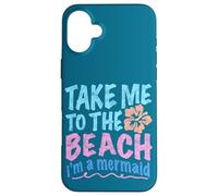 Y2K Take Me to the Beach I'm a Mermaid Retro 2000s Estetica Custodia per iPhone 16 Plus