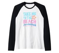 Y2K Take Me to The Beach I'm a Mermaid Retro 2000s Estetica Maglia con Maniche Raglan
