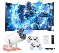 Y5S Retro Video Game Projector 64G,Built-in 10000 Giochi 3D,1280 * 720P,180 ° Ruotabile,4K Mini Proiettore E Gioco Con 2 Controller Wireless,Uscita HD,5G WIFI E Bluetooth,Android 11,Casa,Ufficio