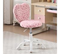 Ya-Home Sedia da Scrivania per Bambini Sedia Studio Bambina Regolabile in Altezza Sedia Bambini Scrivania Poltroncina Girevole in Pelliccia per Cameretta, Rosa Leopardato