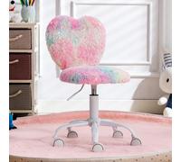 Ya-Home Sedia da Scrivania per Bambini Sedia Studio Bambina Regolabile in Altezza Sedia Bambini Scrivania Poltroncina Girevole in Pelliccia per Cameretta, Rosa