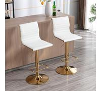 Ya-Home Set di 2 Sgabelli da Bar in Ecopelle Sgabello Cucina con Schienale Alto Sgabelli Alti Imbottiti Sedie da Bar Regolabile e Girevole per Cucina Penisola, Bianco