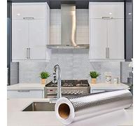 Ya Jin Foglio adesivo impermeabile e resistente all’olio, in alluminio, per armadietti e cassetti della cucina, autoadesivo Rhombus