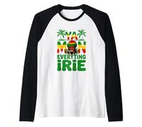 Ya Mon Tutto Irie Giamaicano Patois Rasta Erba Fumare Maglia con Maniche Raglan