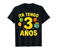 Ya Tengo 3 Años Diseño Colorido Español para cumpleaños Maglietta